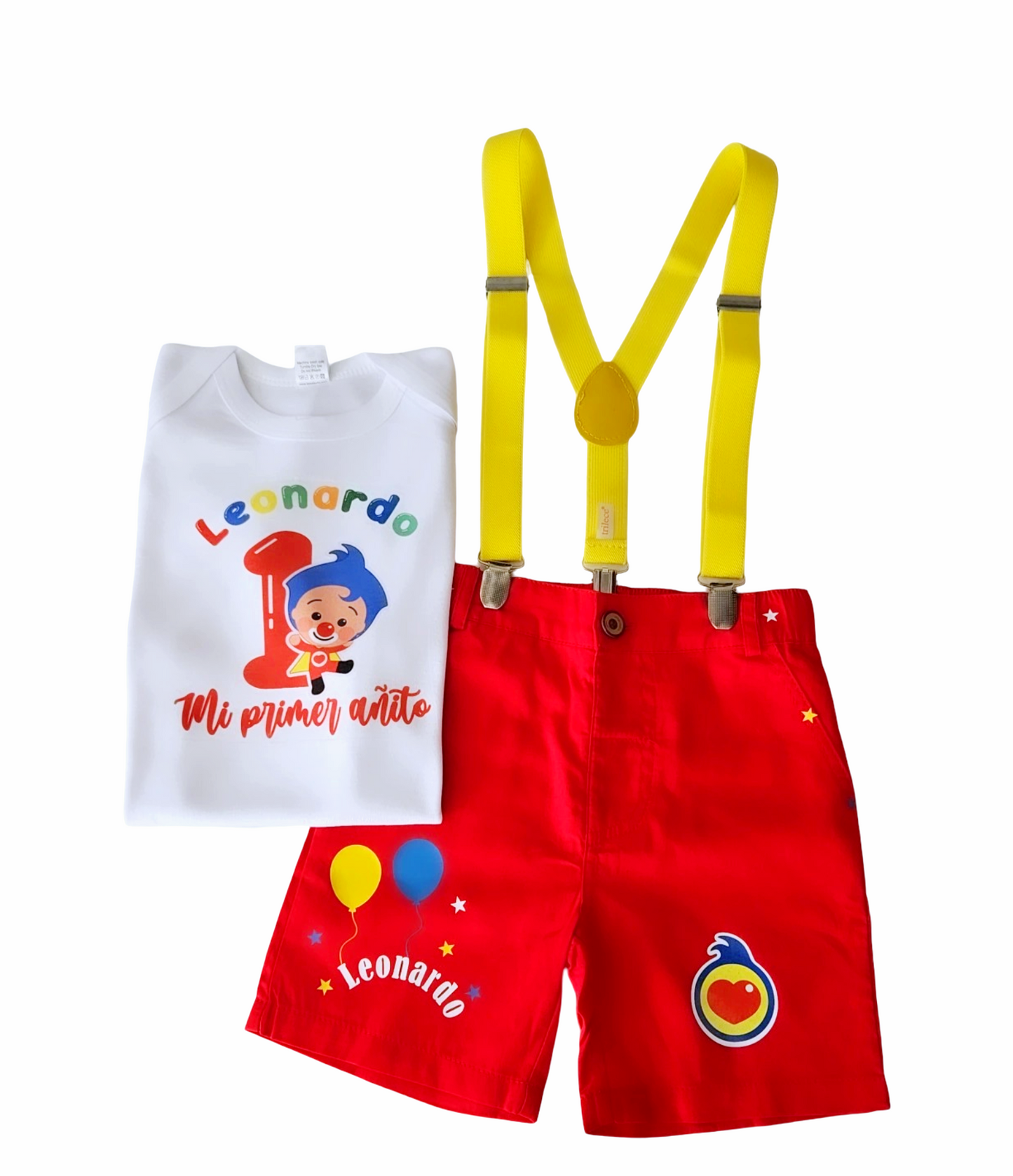 OUTFIT PARA NIÑO " UN AÑO"  PAYASO PLIMPLIM