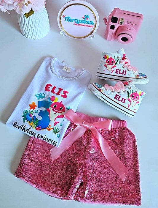 "OUTFIT PARA NIÑA" 1 A 2  AÑOS "BABY SHARK"